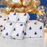 Christmas Trees white and blue minimalist simple Wrapping Paper<br><div class="desc">Christmas Trees navy blue and white cute simple minimalist modern elegant pattern holiday gift Wrapping Paper.
Blue trees on white background.</div>