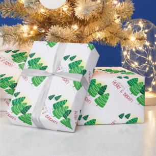 Christmas Trees & White Beads Christmas Wrapping Paper