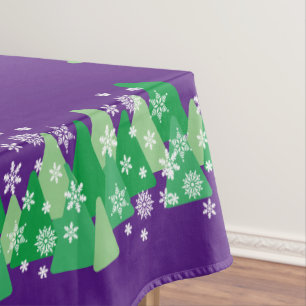 Christmas Trees White Snowflakes Joy to the World Tablecloth