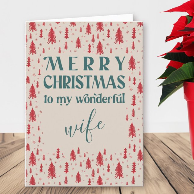 Christmas Trees Wife Merry Christmas Natural Holiday Card (Wife Christmas Card with pine trees)