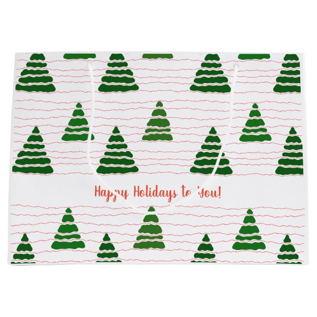 Christmas trees with beads strings pattern large gift bag (Front)