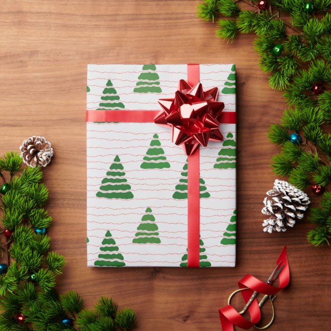 Christmas trees with beads strings pattern wrapping paper (Holiday Gift)