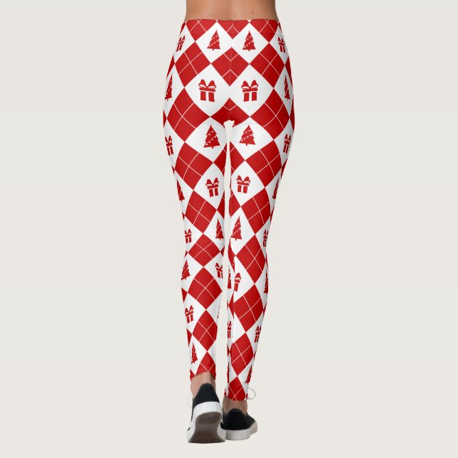 Christmas Trees with Gift Boxes Pattern Leggings (Back)