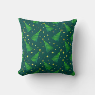 Christmas Trees with Gold Stars Cushion