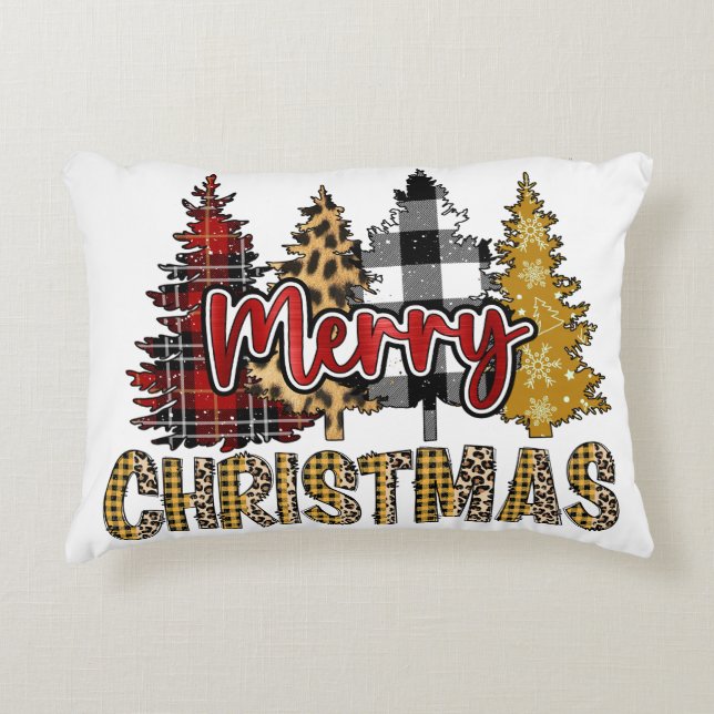 Christmas trees with patterns decorative cushion (Front)