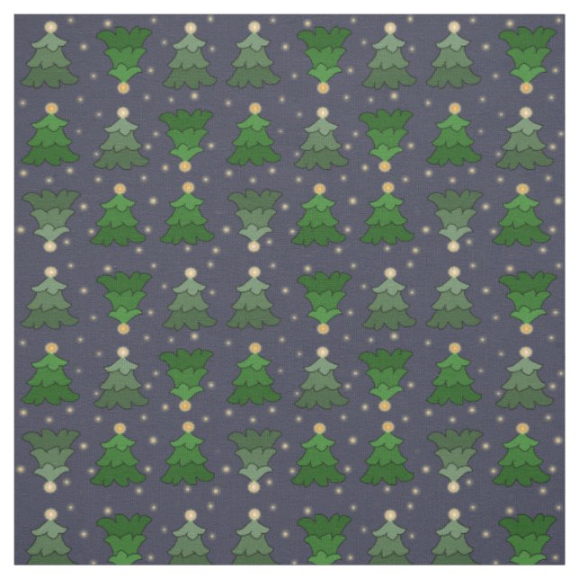 Christmas Trees with Stars on Custom Blue Fabric (Swatch)