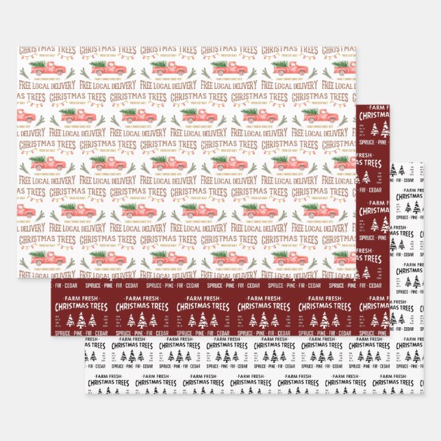 CHRISTMAS TREES WRAPPING PAPER SHEET (Set)