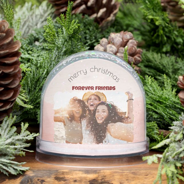 Christmas Trendy Checks Custom Photo Holiday Cards Snowglobe (Winter)