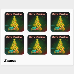 Christmas Trendy Neon Holiday Collection Square Sticker
