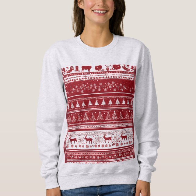 Christmas tress and deer ,sweat-shirt for women  sweatshirt (Front)