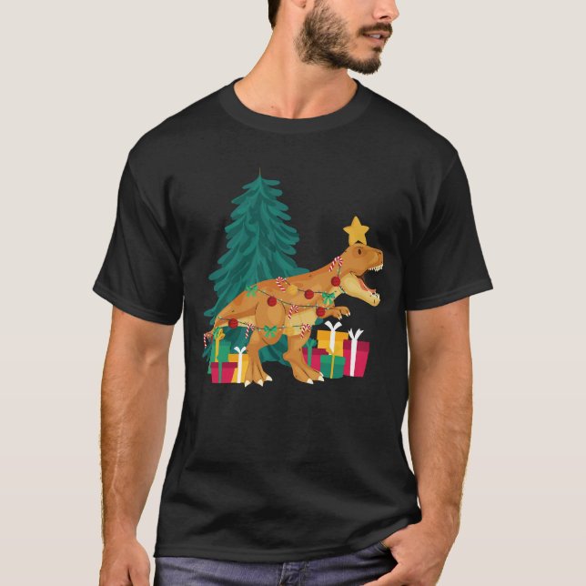 Christmas Trex Funny Xmas Dinosaur T-Shirt (Front)