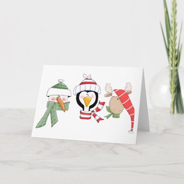 Christmas Trio Animals Holiday Card (Front)