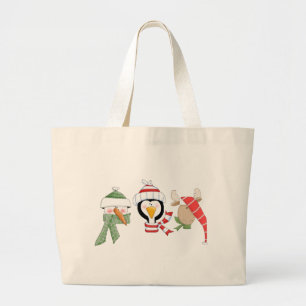 Christmas Trio Animals Large Tote Bag