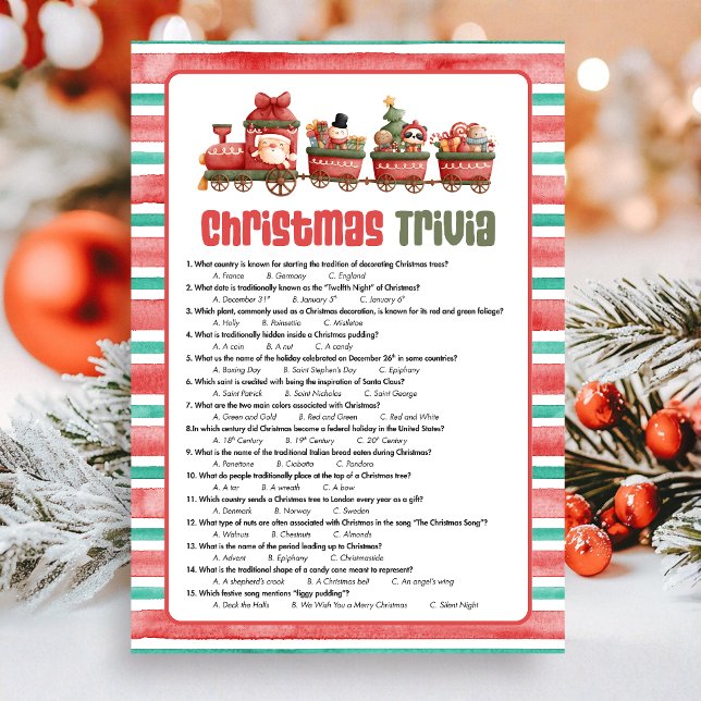 Christmas Trivia Game Holiday Card (Christmas Game Card)