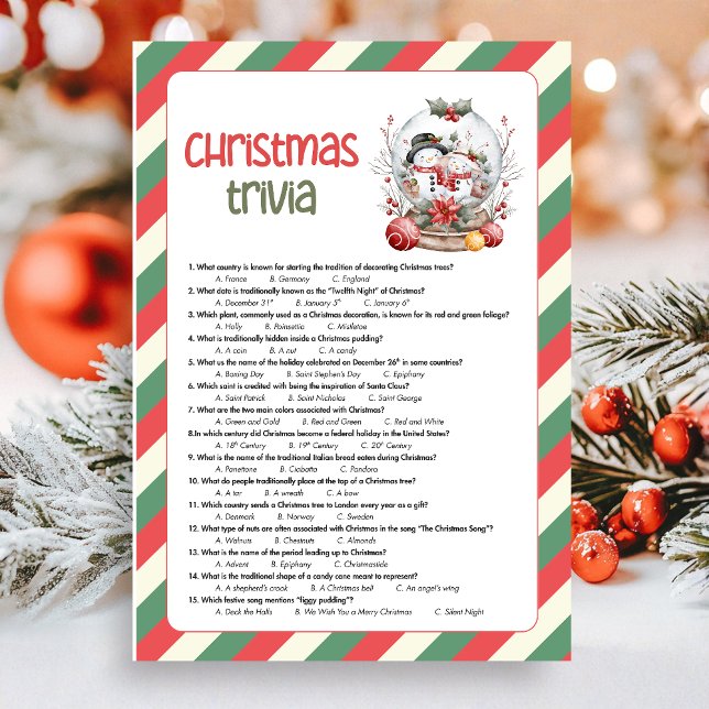 Christmas Trivia Game Holiday Card (Christmas Trivia Christmas Game Card)