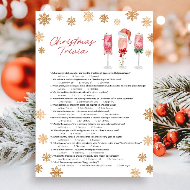 Christmas Trivia Game Holiday Card (Christmas Trivia Christmas Game Card)
