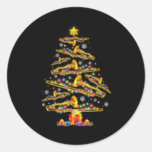 Christmas Trombone Player Xmas Tree Jazz Music Lov Classic Round Sticker