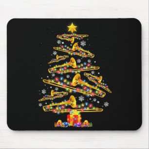 Christmas Trombone Player Xmas Tree Jazz Music Lov Mouse Pad