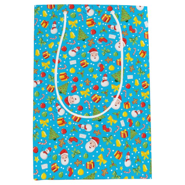 Christmas Tropical Blue Medium Gift Bag (Front)