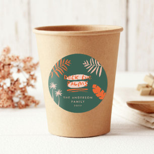 Christmas tropical modern minimal simple colourful classic round sticker