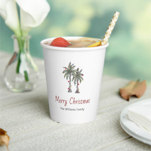 Christmas Tropical Palm Trees Holiday Party Paper Cups