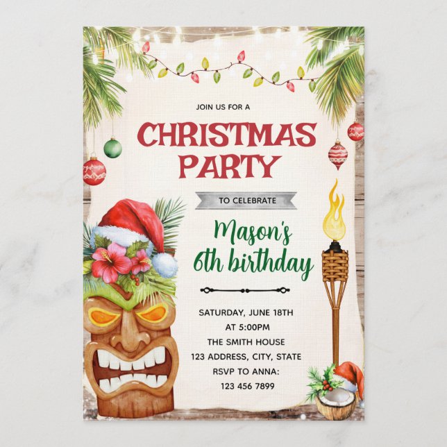 Christmas Tropical  Party invite (Front)