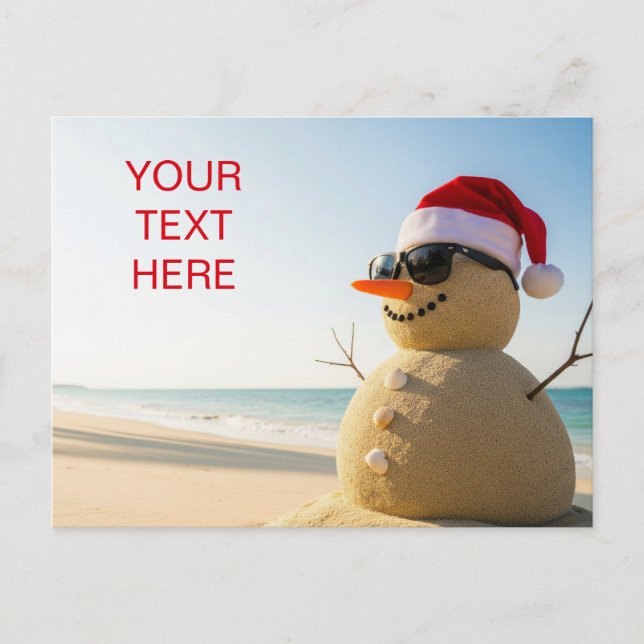 Christmas tropical snowman postcard (Front)