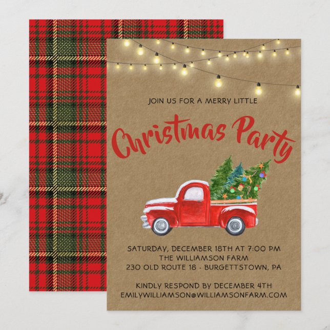 Christmas Truck A Merry Little Christmas Party  Invitation (Front/Back)