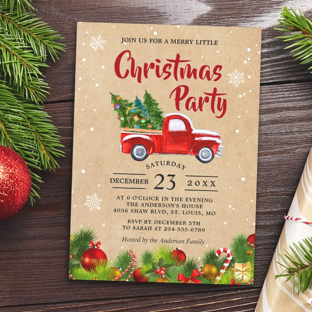 Christmas Truck A Merry Little Christmas Party Invitation (Creator Uploaded)