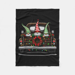 Christmas Truck Cute Gnome Fleece Blanket