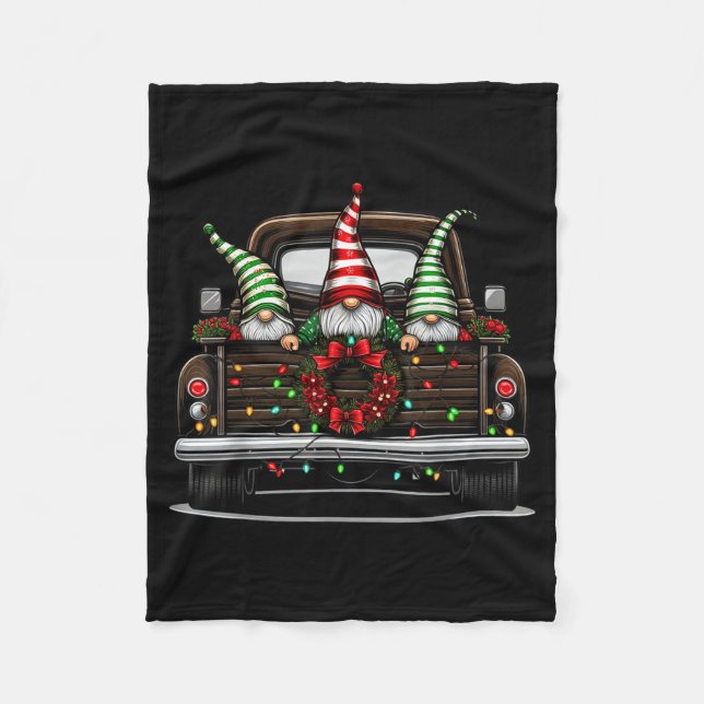Christmas Truck Cute Gnome  Fleece Blanket (Front)