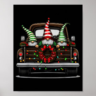 Christmas Truck Cute Gnome Poster