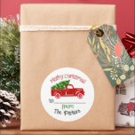 Christmas Truck to and from gift tag Sticker<br><div class="desc">Cute Christmas sticker truck carrying a Christmas tree for your gift stickers.  This personalised gift tag is always a hit!  You can add your TO name on here if you click Edit Design on the product page</div>