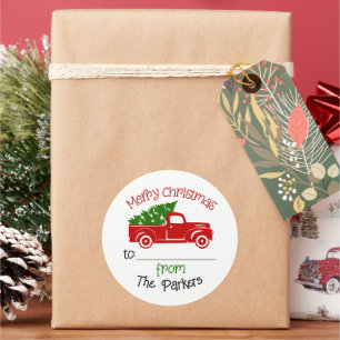 Christmas Truck to and from gift tag Sticker