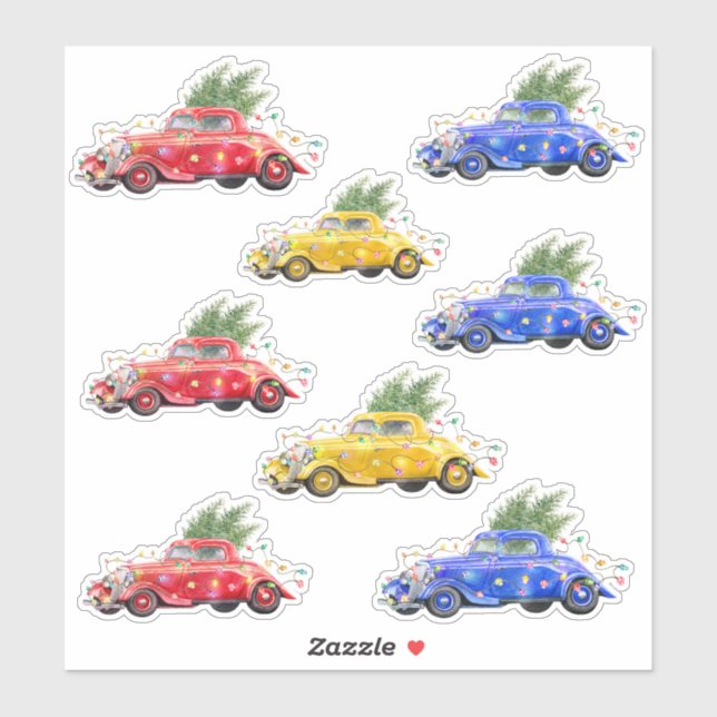 Christmas Truck Vehicles Stickers (Sheet)