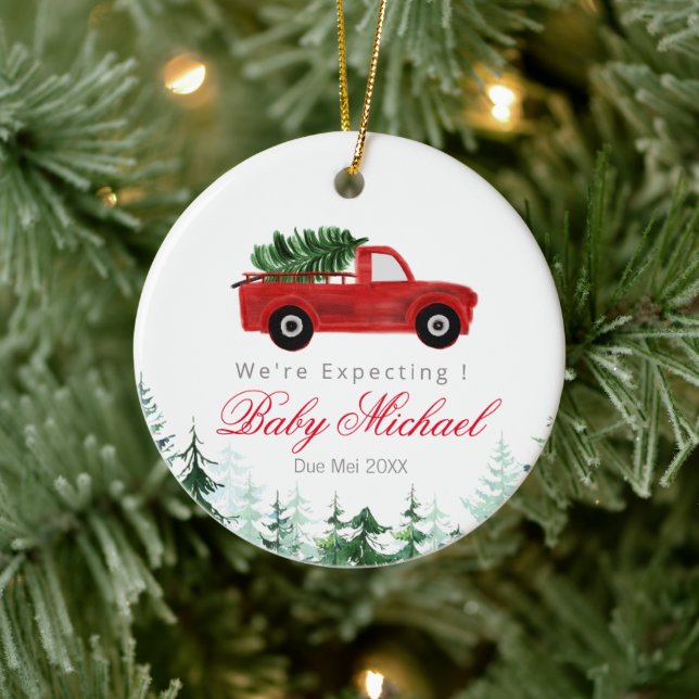 Christmas Truck We're Expecting Parents Ornament (Tree)