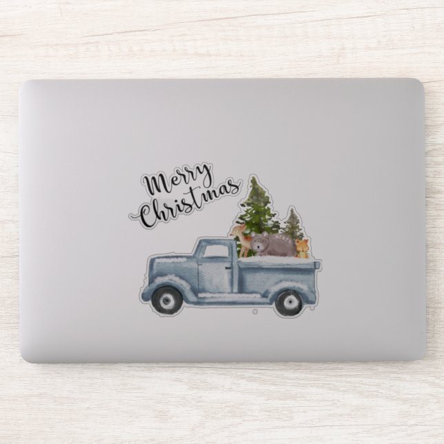Christmas Truck with Pine Trees & Forest Animals (Computer)