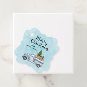 Christmas Truck with Pine Trees & Forest Animals Favour Tags