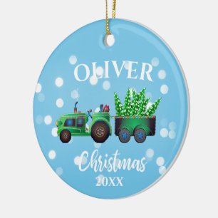 Christmas Trucks Photo Cute Blue Kids Ceramic Tree Decoration