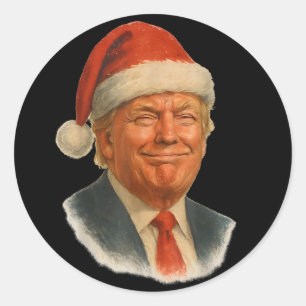 Christmas Trump Face Santa Funny Xmas Meme Classic Round Sticker