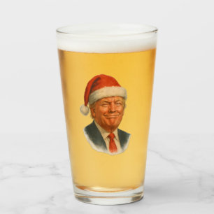 Christmas Trump Face Santa Funny Xmas Meme Glass