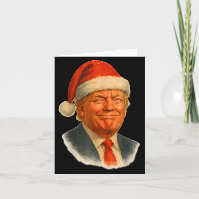 Christmas Trump Face Santa Funny Xmas Meme Men Wom Card (Front)