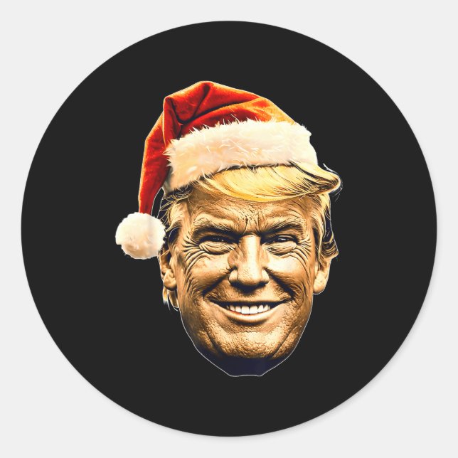 Christmas Trump Face Santa Funny Xmas Meme Men Wom Classic Round Sticker (Front)