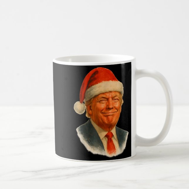 Christmas Trump Face Santa Funny Xmas Meme Men Wom Coffee Mug (Right)