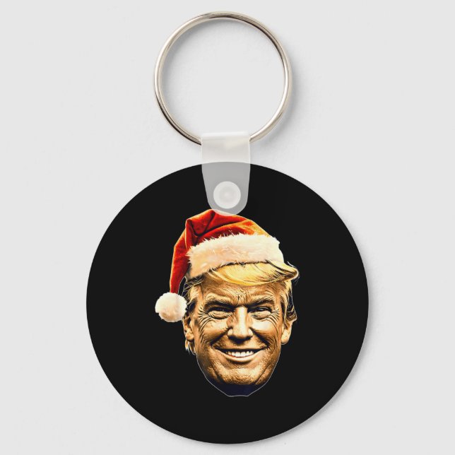 Christmas Trump Face Santa Funny Xmas Meme Men Wom Key Ring (Front)
