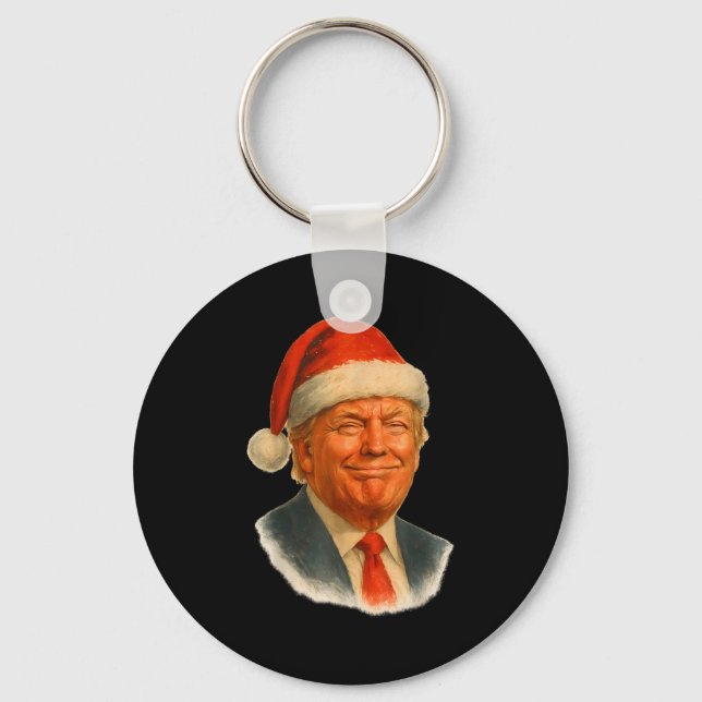 Christmas Trump Face Santa Funny Xmas Meme Men Wom Key Ring (Front)