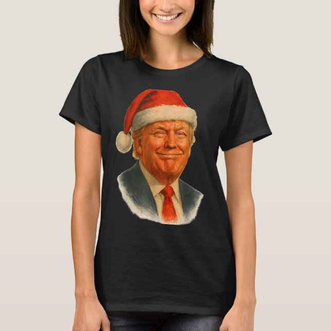 Christmas Trump Face Santa Funny Xmas Meme Men Wom T-Shirt (Front)