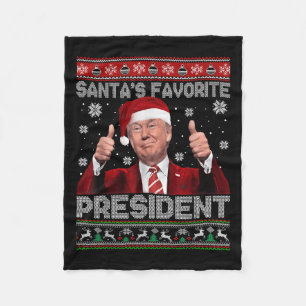 Christmas Trump Santa's Favorite President Xmas Ug Fleece Blanket