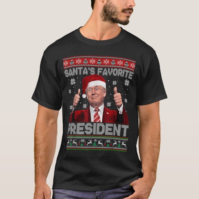Christmas Trump Santa's Favourite President Xmas U T-Shirt (Front)