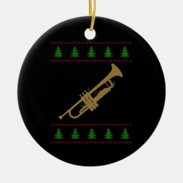 Christmas Trumpet Gift Ceramic Tree Decoration (Front)